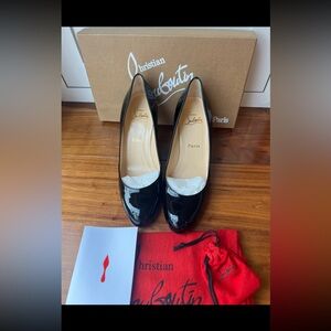 NEW Christian Louboutin simple pump 70mm black patent round toe